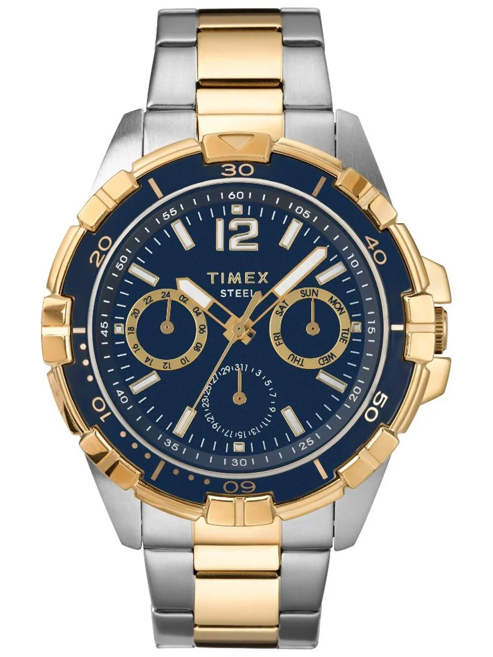Timex Men's Dress Analog 45mm Stainless Steel Two-Tone Blue TW2T50700